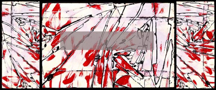 œuvre d’art abstraite de couleurs rouge, blanche et noire de l'artiste Renato Posaić