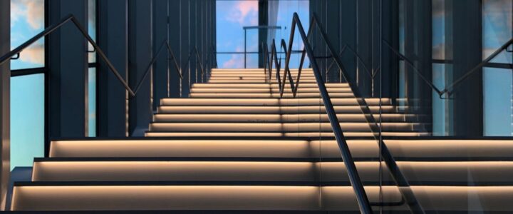 Escalier du Pavillon Pierre-Lassonde du Musée national des beaux-arts du Québec.