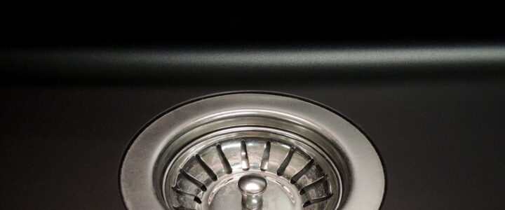 Bonde de vidange dans le fond d’un lavabo noir