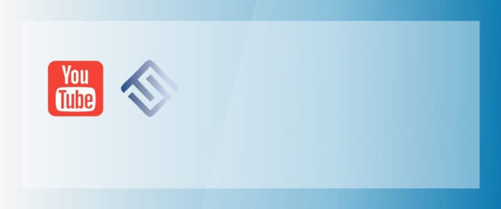 Logos de YouTube et d'Un futur simple sur fond bleu.